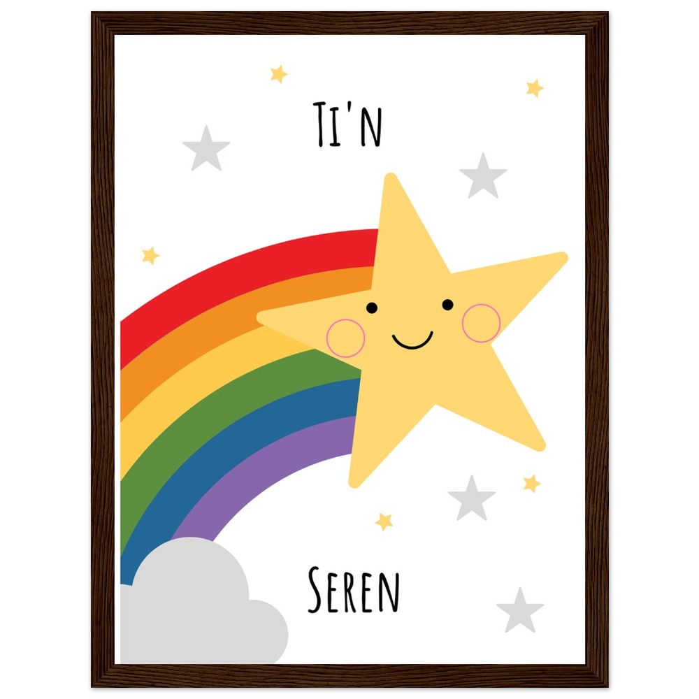 'Ti'n Seren' Wooden Framed Wallart | Welsh Print | Print Cymraeg