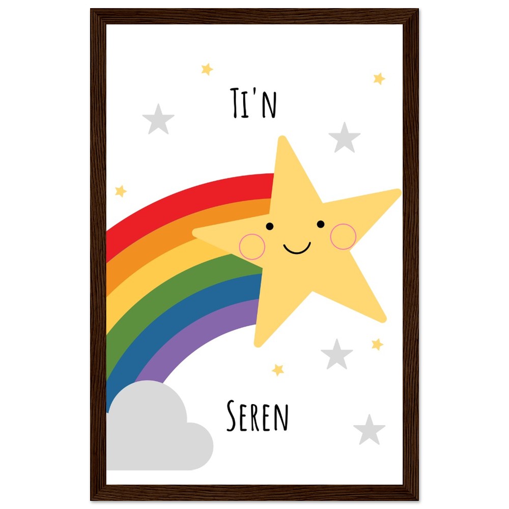 'Ti'n Seren' Wooden Framed Wallart | Welsh Print | Print Cymraeg