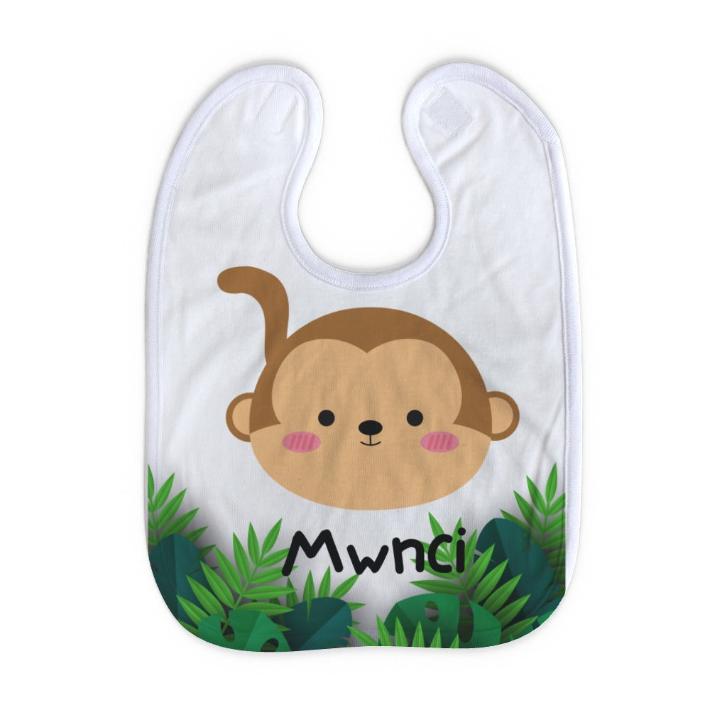 Mwnci baby bib