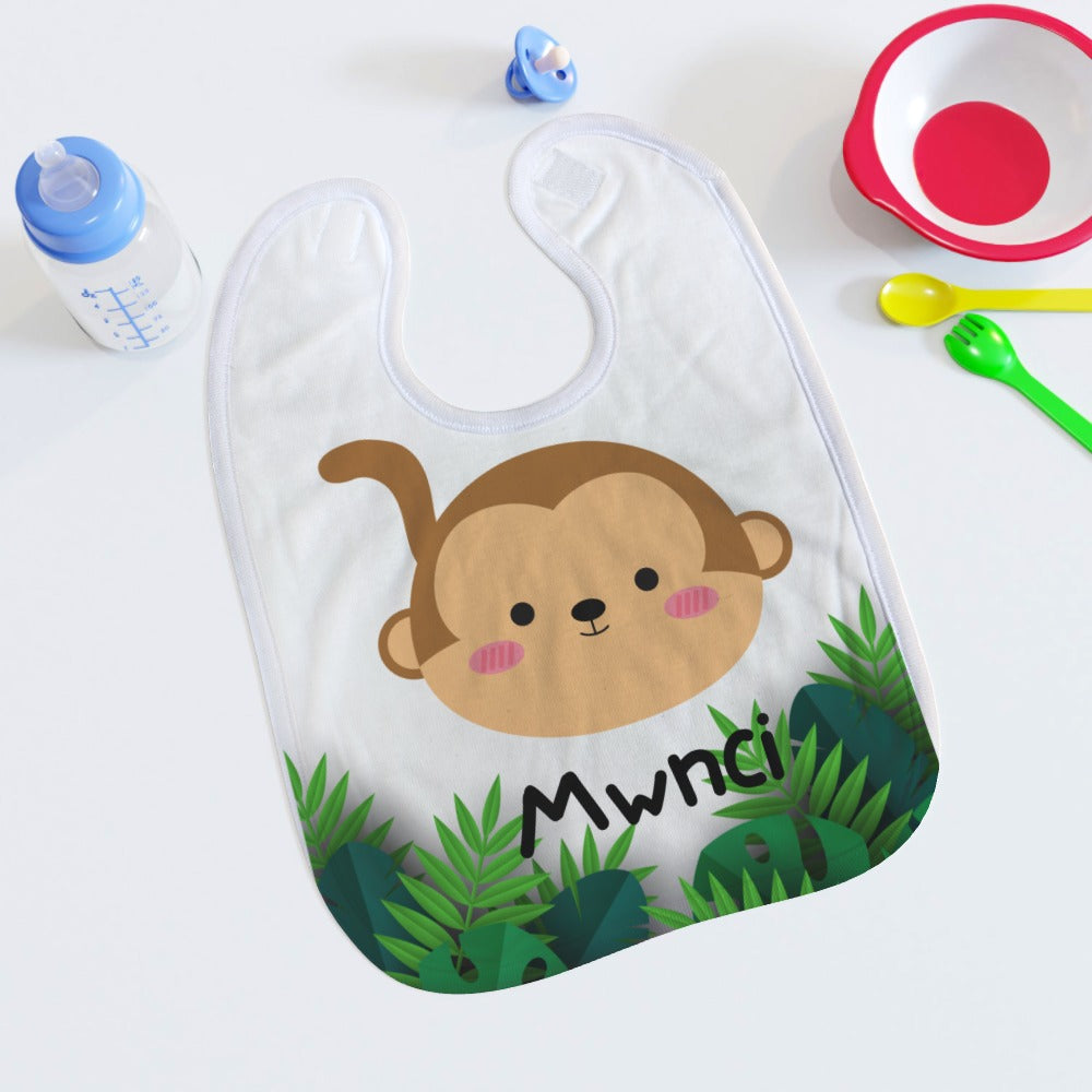 Mwnci baby bib
