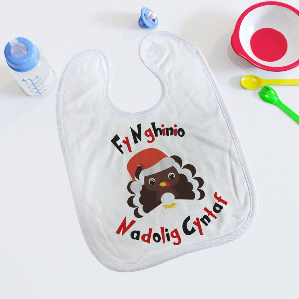 Fy Nghinio Nadolig Cyntaf (Twrci) Welsh Language Baby Bib