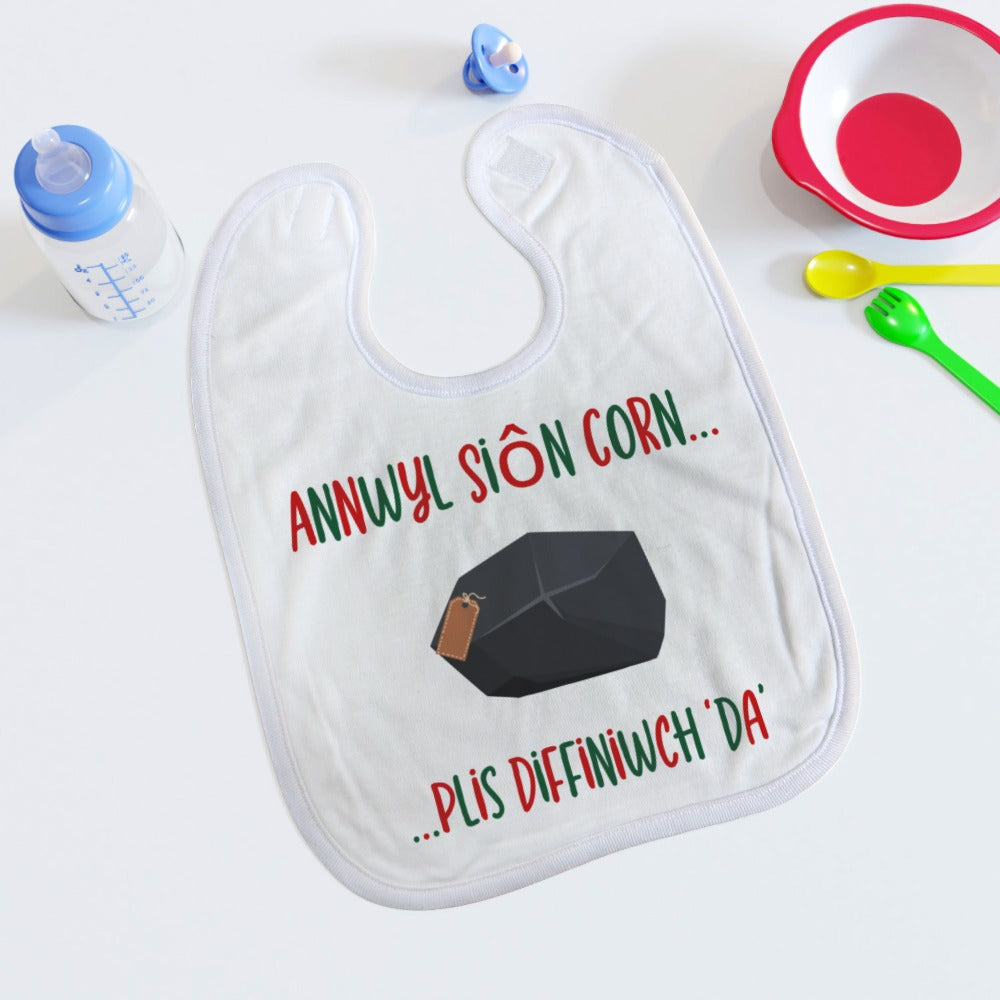 Annwyl Sion Corn (Coal) Welsh Language Baby Bib