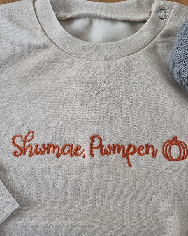 Shwmae, Pwmpen! Child's embroidered sweatshirt
