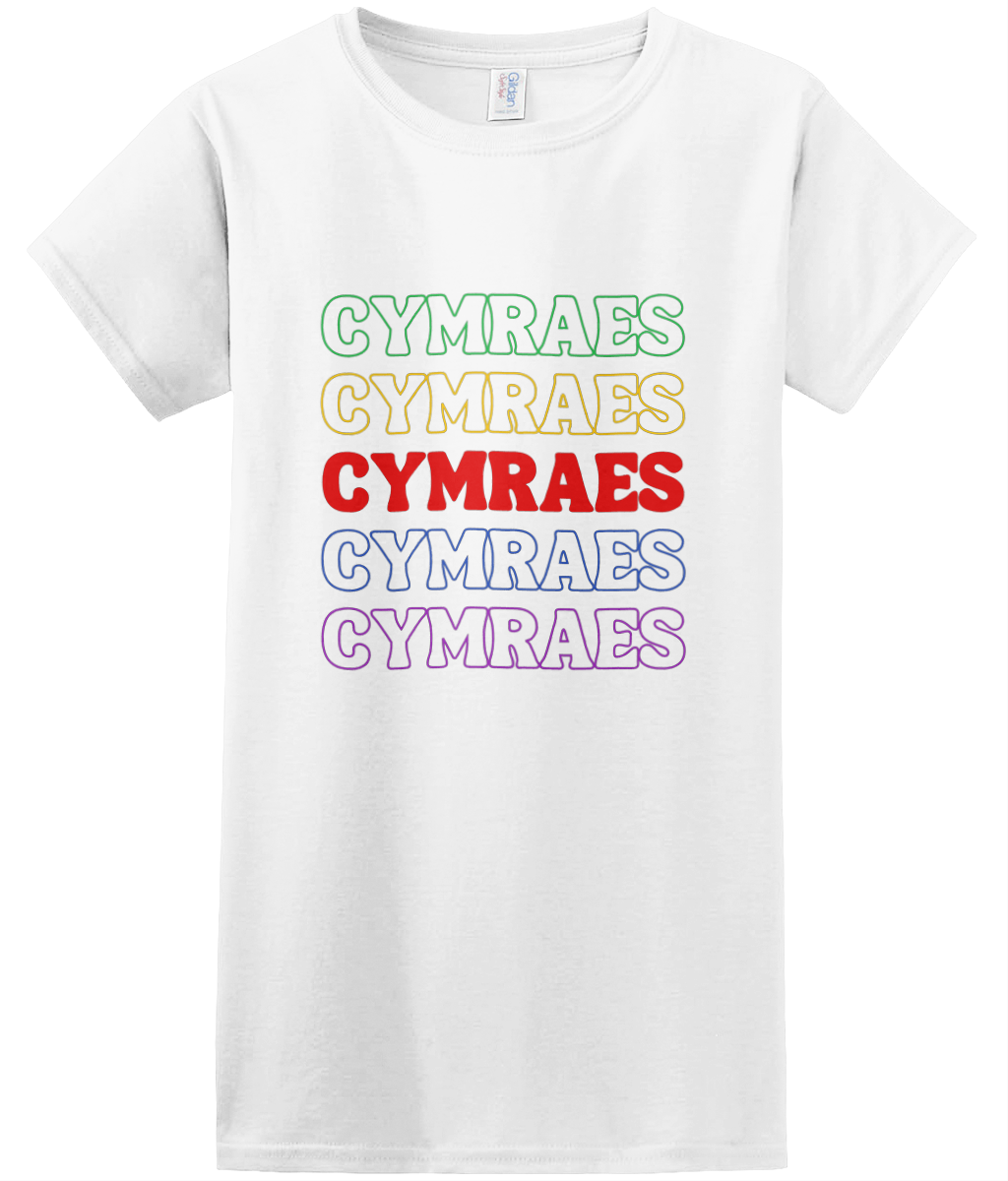Cymraes  Rainbow Repeat Women's T-Shirt | Welsh Adult Clothies