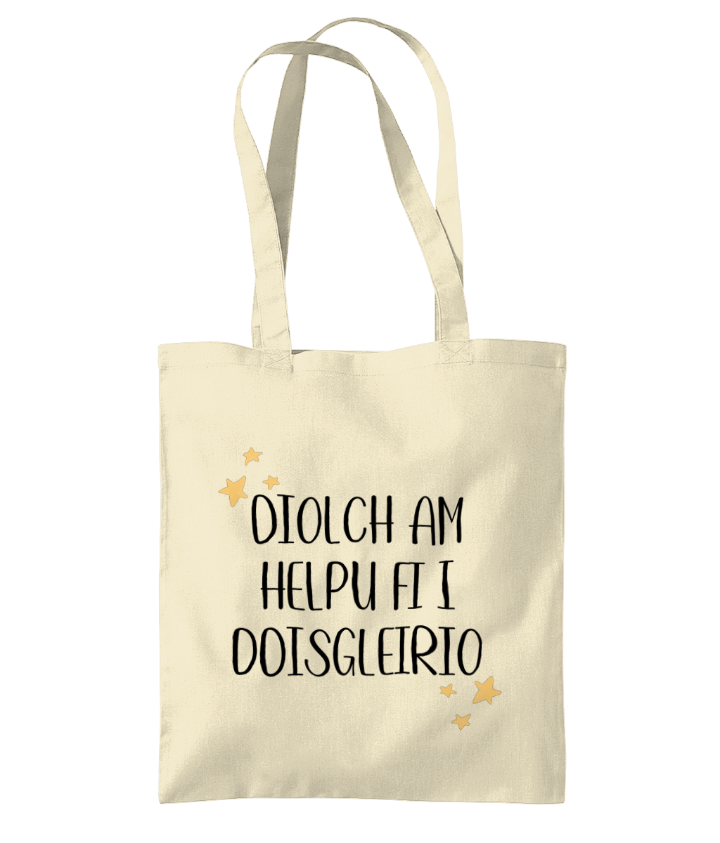'Diolch am helpu fi i ddisgleirio' Printed Tote Bag