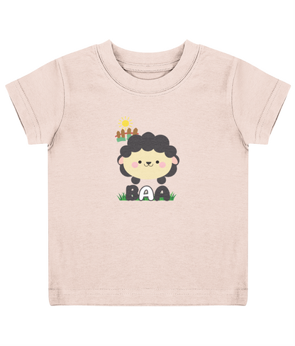 Baa Sheep Welsh Child's T-Shirt in Pale Pink featuring a sheep design.