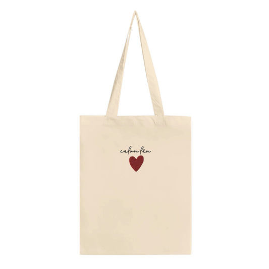 Natural coloured Calon Lân embroidered tote bag