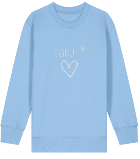 Light blue sweatshirt with 'Caru Ti' and a heart design on a white background