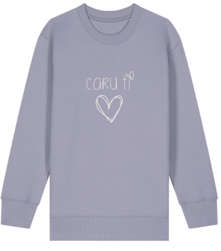 Light purple sweatshirt with 'CARU TI' and a heart design on a white background