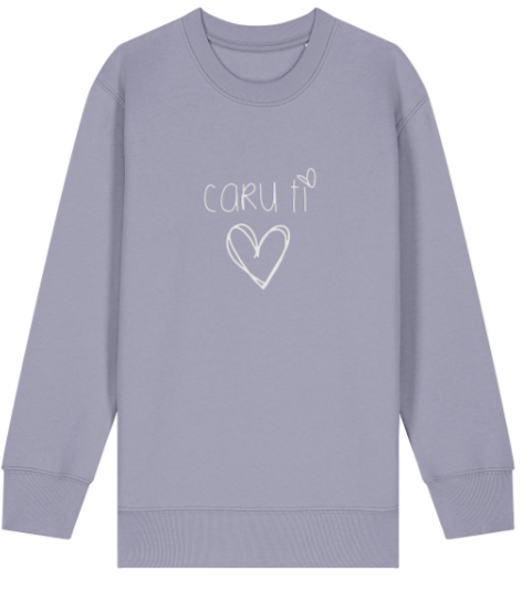 Light purple sweatshirt with 'CARU TI' and a heart design on a white background