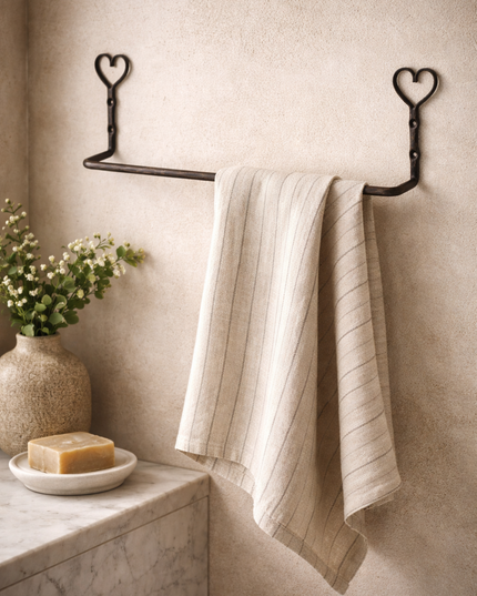 Wrought Iron Heart Hanging Rail