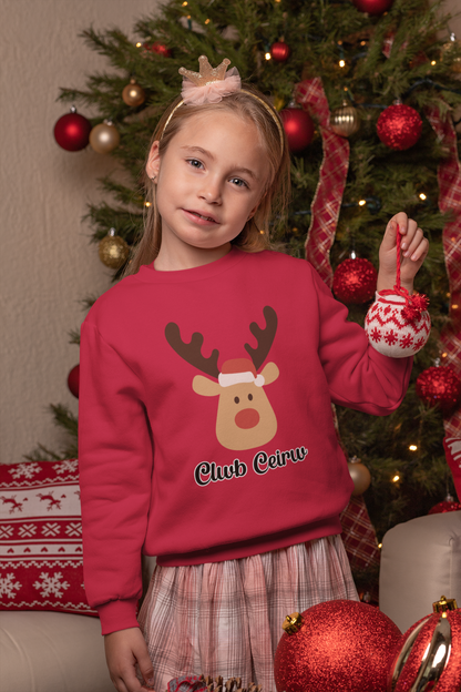 Clwb Ceirw red sweatshirt with child