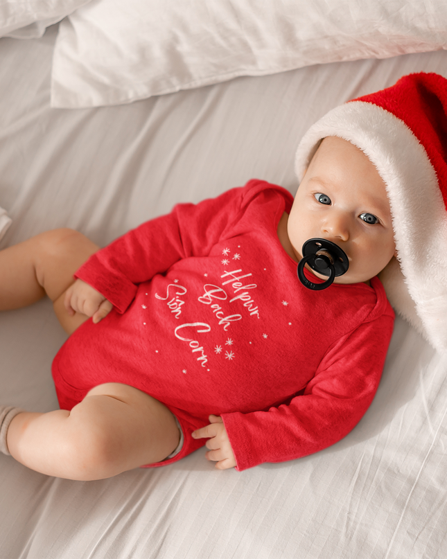 Helpwr Bach Sion Corn Short sleeve Christmas Baby Bodysuit | Welsh Babygrow