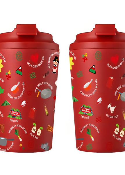 Cwpan Inswleiddio Lliwiau Cymru