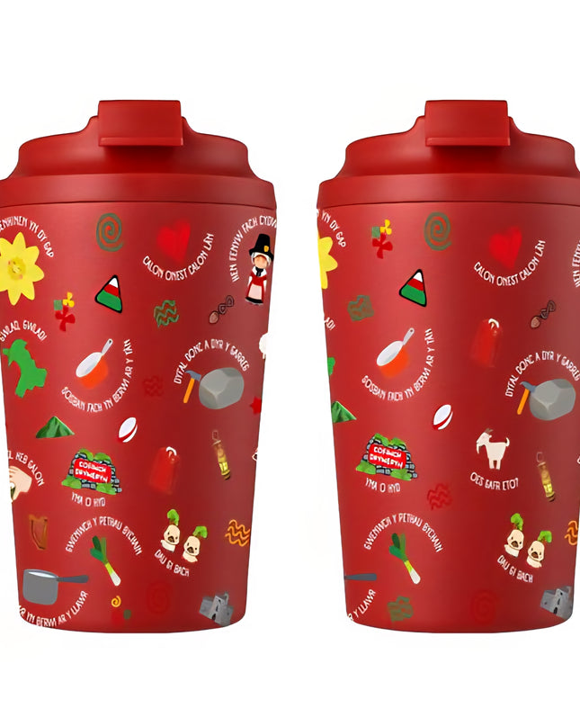 Cwpan Inswleiddio Lliwiau Cymru