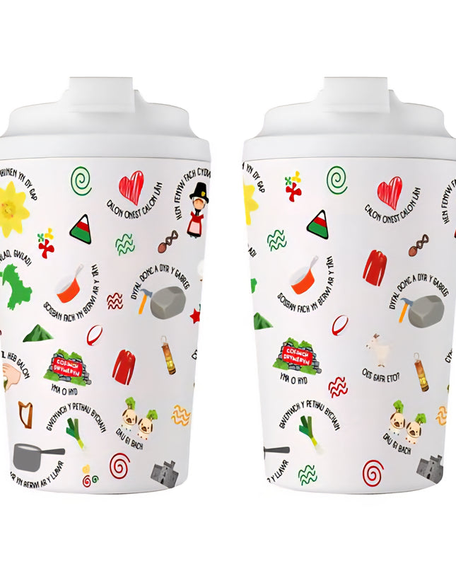 Cwpan Inswleiddio Lliwiau Cymru