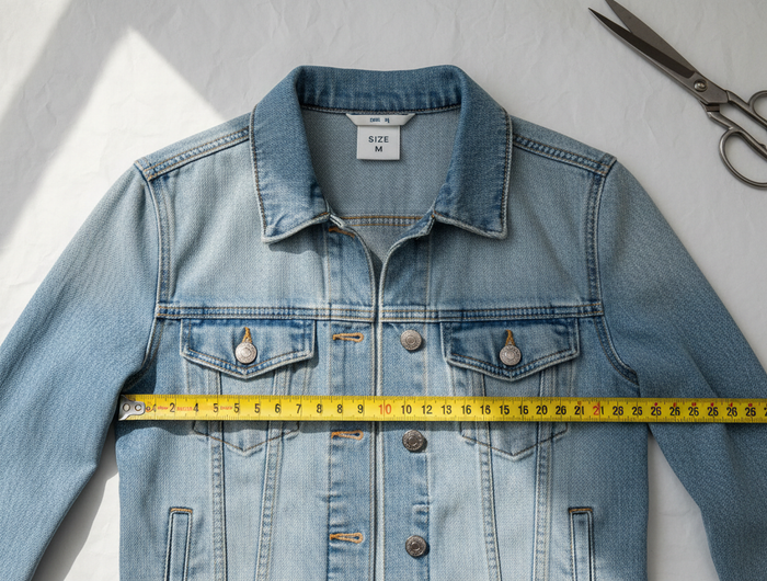 an image that reflects a garment being measured