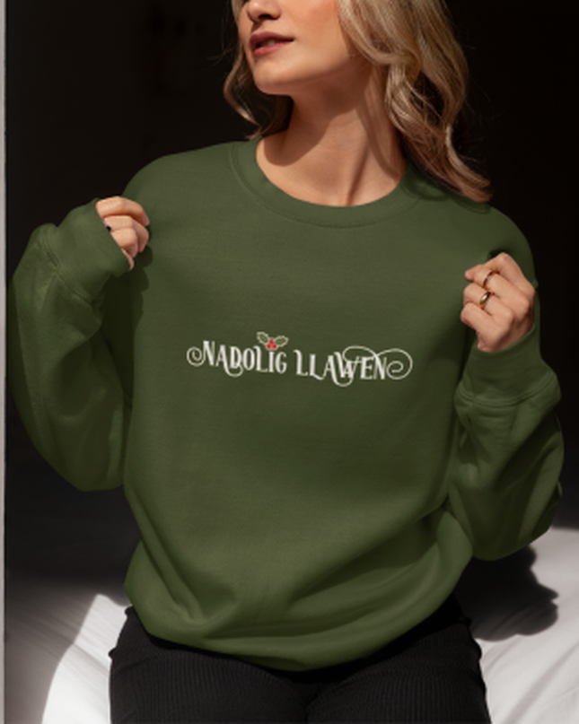 Crys Chwys Brodiog Nadolig Llawen