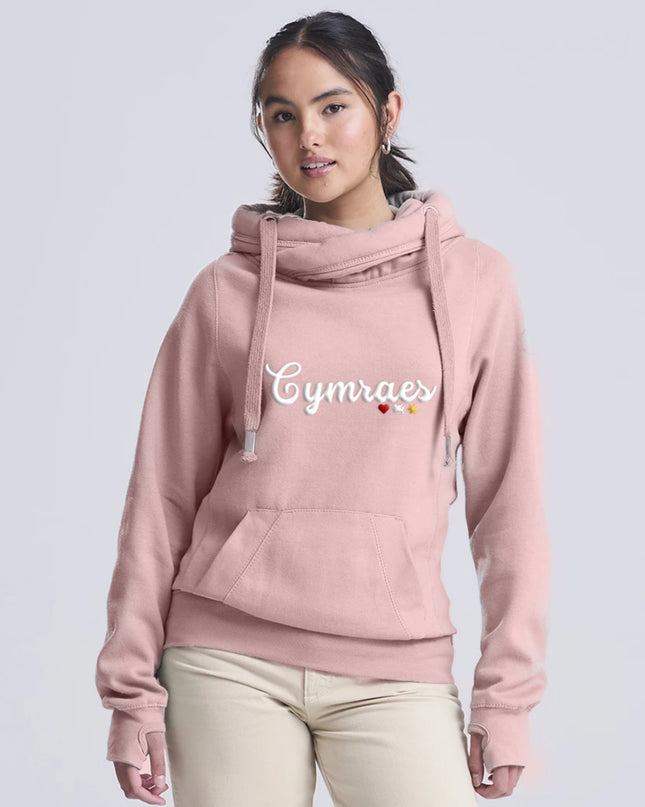 Cymraes Premium Cross-neck Hoodie - Welsh Women's Clothing