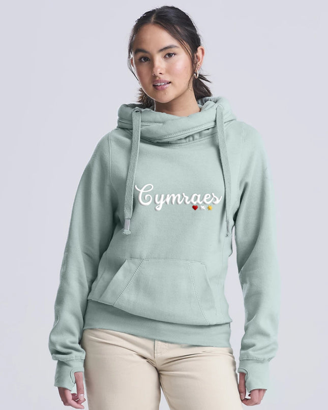 Cymraes Premium Cross-neck Hoodie - Welsh Women's Clothing