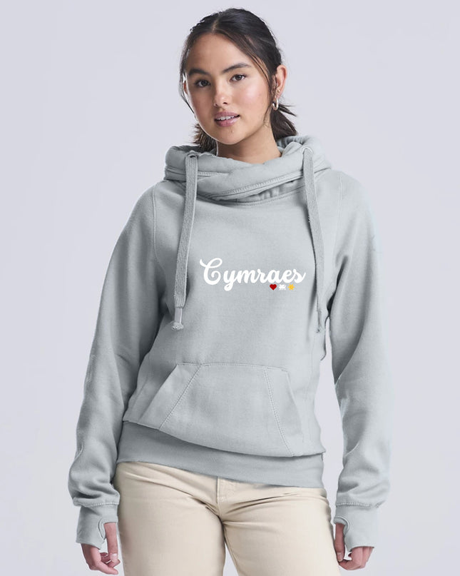 Cymraes Premium Cross-neck Hoodie - Welsh Women's Clothing
