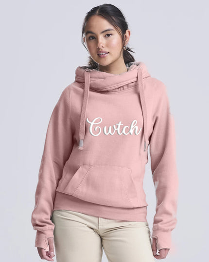 Cwtch Welsh Crossneck Premium Hoodie | Dillad Cymraeg i Oedolion