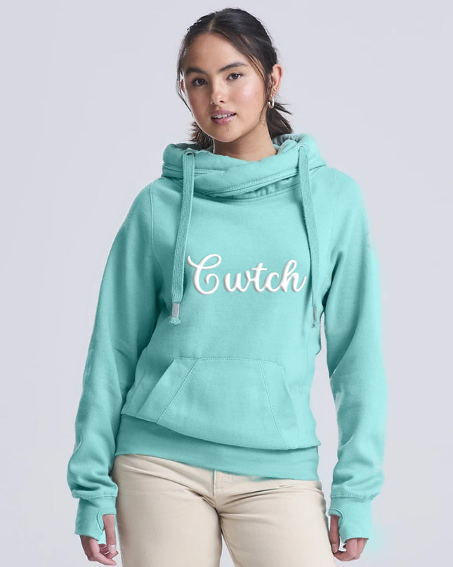 Cwtch Premium Cross-neck Hoodie - Welsh Women's Clothing