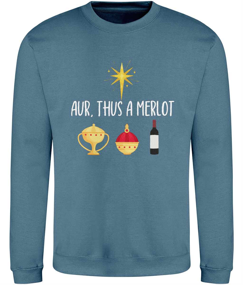Aur, Thus A Merlot - Welsh language Christmas Sweatshirt