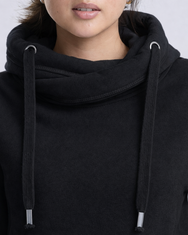 #diolchgar Premium Cross-neck Hoodie - Welsh Women's Clothing