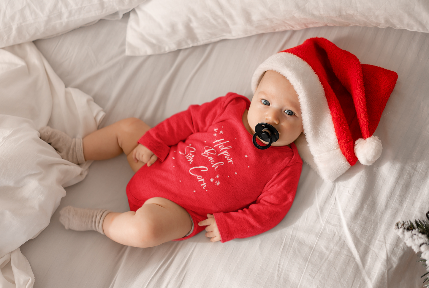 Helpwr Bach Sion Corn Short sleeve Christmas Baby Bodysuit | Welsh Babygrow