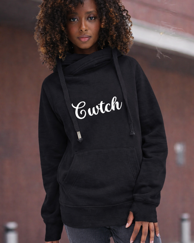 Cwtch Premium Cross-neck Hoodie - Welsh Women's Clothing