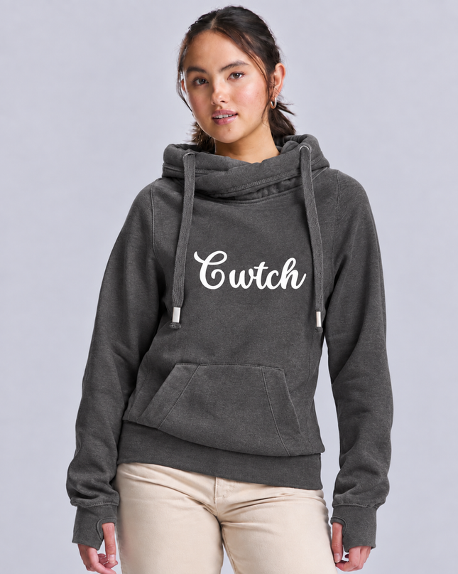 Cwtch Welsh Crossneck Premium Hoodie | Dillad Cymraeg i Oedolion