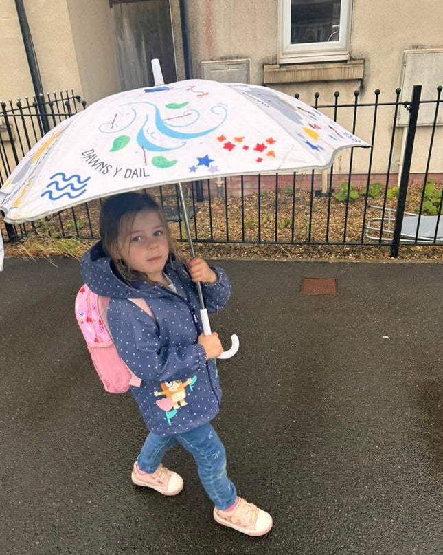 🌈 Ymbarél Plant â Thema Tywydd Cymru