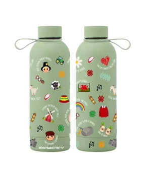 Potel Dŵr Dur Di-staen Lliwiau Cymru – 750ml