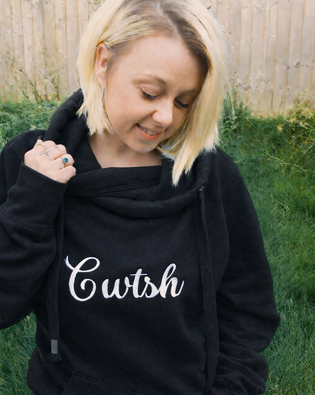 Cwtsh Premium Cross-neck Hoodie - Women's Welsh Clothing