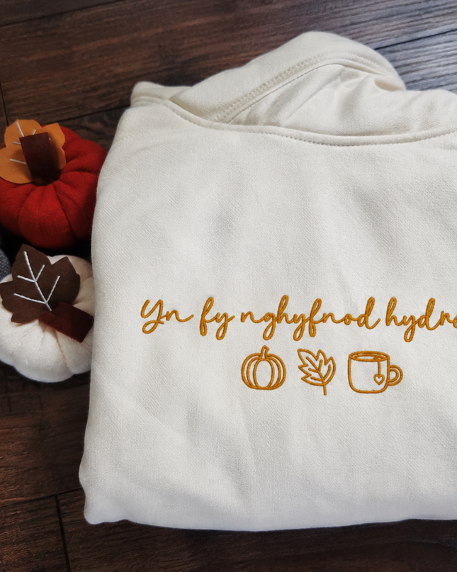 Hoodie Brodwaith Hydrefol